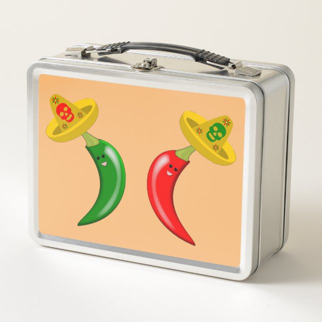 Day of the Dead Mexican Chilis Metal Lunch Box (Front)