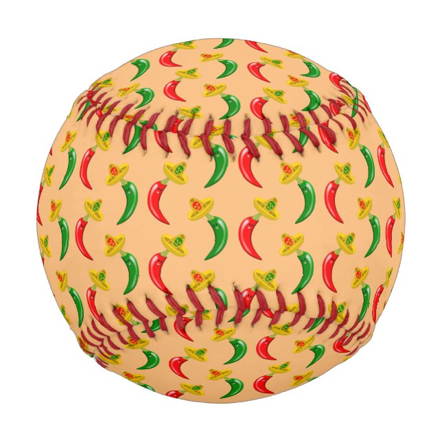 Day of the Dead Mexican Chilis Patterned Baseball (Front)