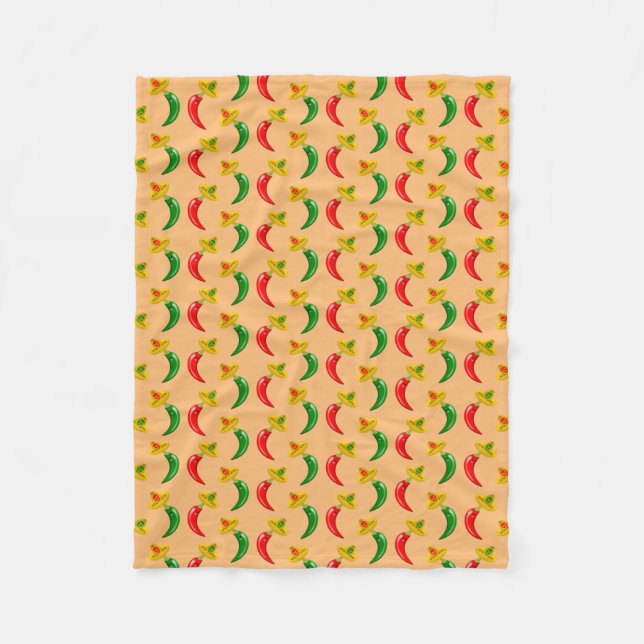 Day of the Dead Mexican Chilis Patterned Fleece Blanket (Front)