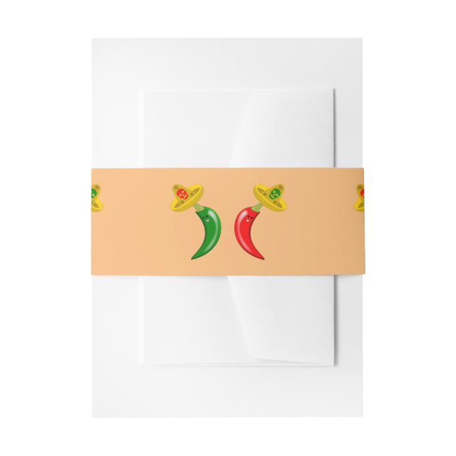Day of the Dead Mexican Chilis Patterned Invitation Belly Band (Front Example)