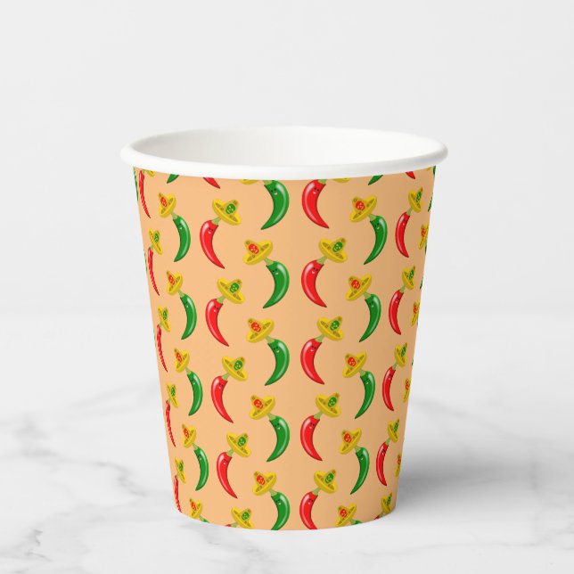 Day of the Dead Mexican Chilis Patterned Paper Cups (Front)