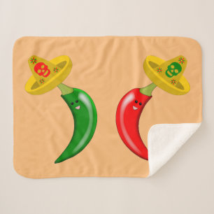 Day of the Dead Mexican Chilis Sherpa Blanket