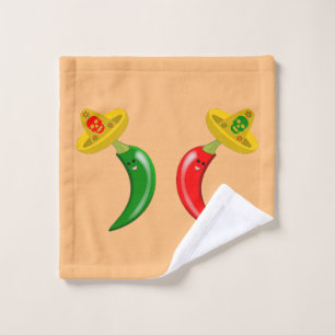 Day of the Dead Mexican Chilis Wash Cloth