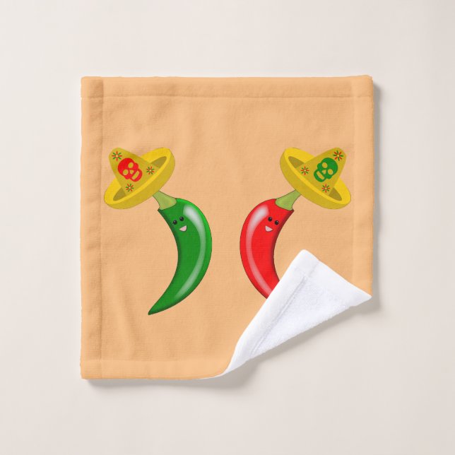 Day of the Dead Mexican Chilis Wash Cloth (Wash Cloth)