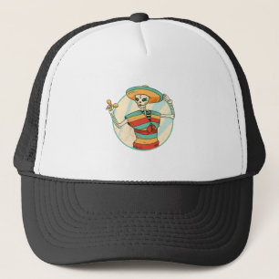 Day Of The Dead Mexican Skeleton Sugar Skull Gift Trucker Hat