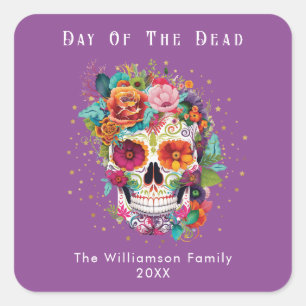 Day Of The Dead Mexican Sugar Skull All Souls Square Sticker