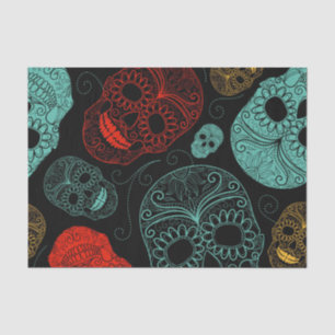 Day of the Dead Mosaic Art Red & Blue Tissue Paper