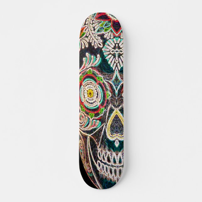 Day of the Dead Neon Glow Skateboard (Front)