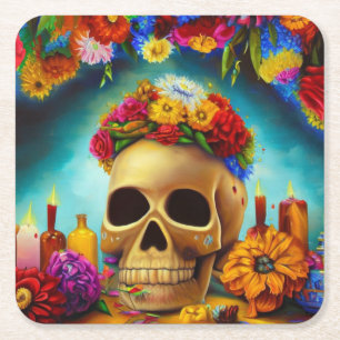 Day of the Dead Ofendra 6 Square Paper Coaster