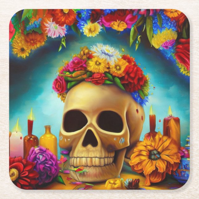 Day of the Dead Ofendra 6 Square Paper Coaster (Front)