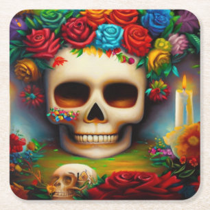Day of the Dead Ofendra 7 Square Paper Coaster