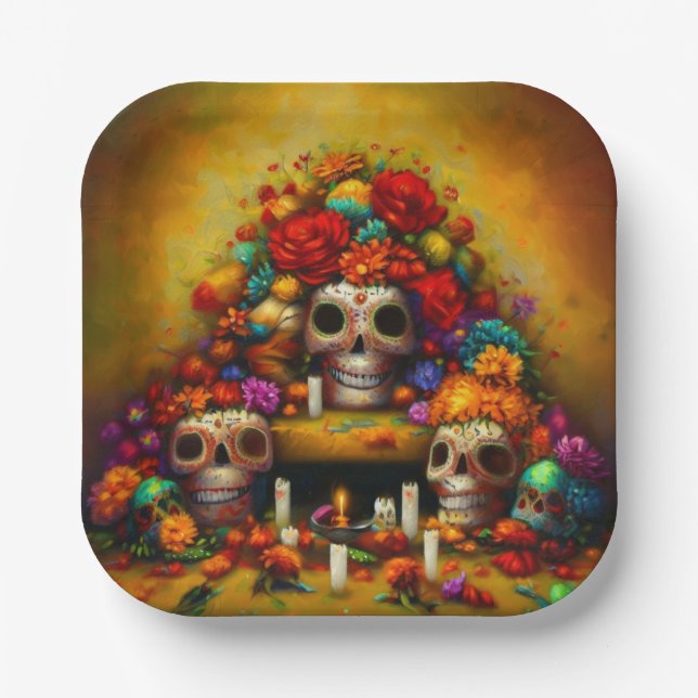 Day of the Dead Offrendas 1 Paper Plate (Front)