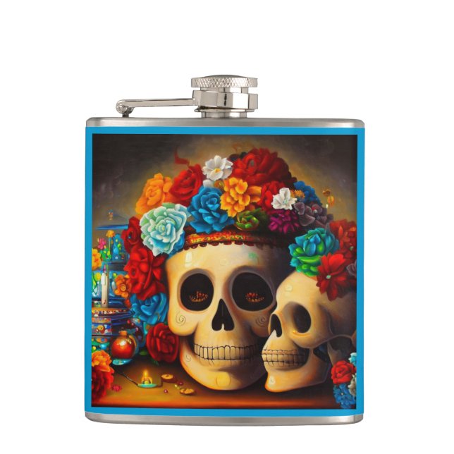 Day of the Dead Offrendas 2 Hip Flask (Front)