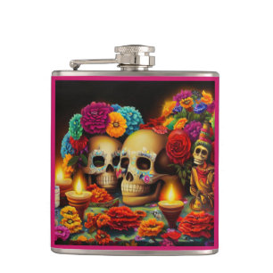 Day of the Dead Offrendas 3 Hip Flask
