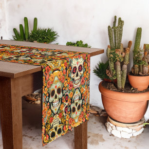 Day of the Dead or Halloween Sugar Skulls Medium Table Runner