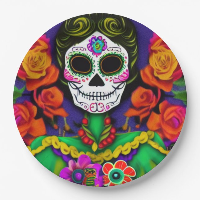 Day of the Dead Paper Plate (Front)
