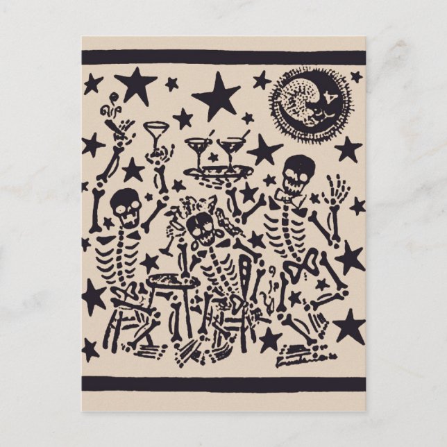 Day of the Dead Party/ Dia Muertos Fiesta Invitation Postcard (Front)