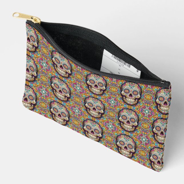 Day of the Dead Pattern Accessory Pouch (Open)