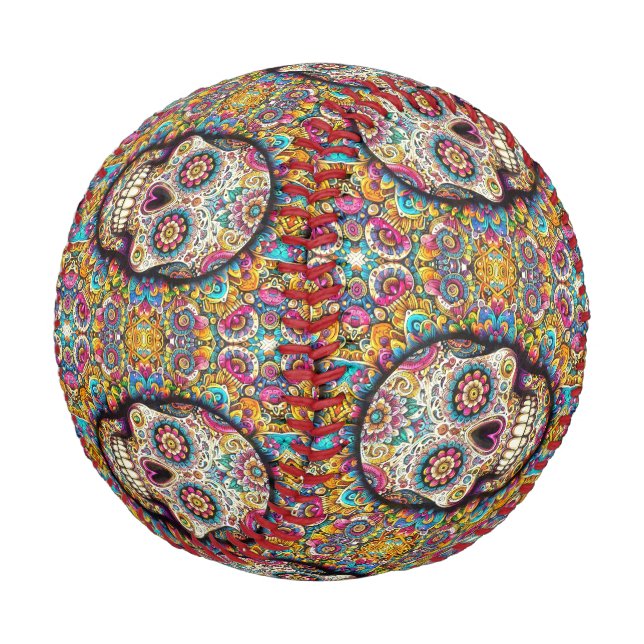 Day of the Dead Pattern Baseball (Angled)