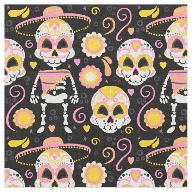 Day of the Dead Pattern Fabric (Close Up)