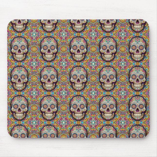 Day of the Dead Pattern Mouse Pad (Front)
