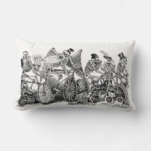 Day of the Dead Pillow - Calavera las biciletas