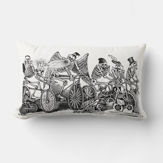 Day of the Dead Pillow - Calavera las biciletas (Front)