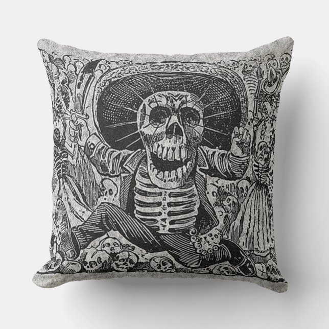 Day of the Dead Pillow - José Guadalupe Posada (Front)