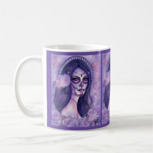 Day of the dead purple roses and butterflies Renee Coffee Mug