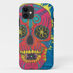 Day of The Dead Rainbow Skull Daisy Tribal Tattoo iPhone 11 Case