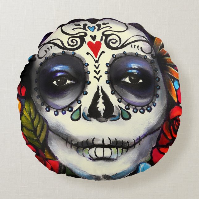 Day of the Dead Round Cushion (Front)