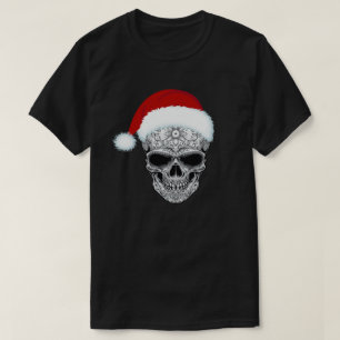 Day Of The Dead Santa Hat Sugar Skull Christmas T-Shirt