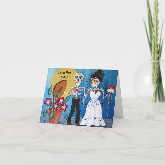 Day of the Dead Save the Date Wedding Notecard (Front)