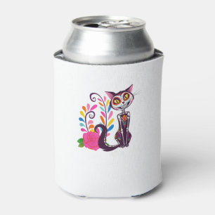 Day of the Dead Shirt Halloween Sugar Cat Dia De l Can Cooler