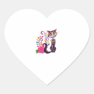 Day of the Dead Shirt Halloween Sugar Cat Dia De l Heart Sticker