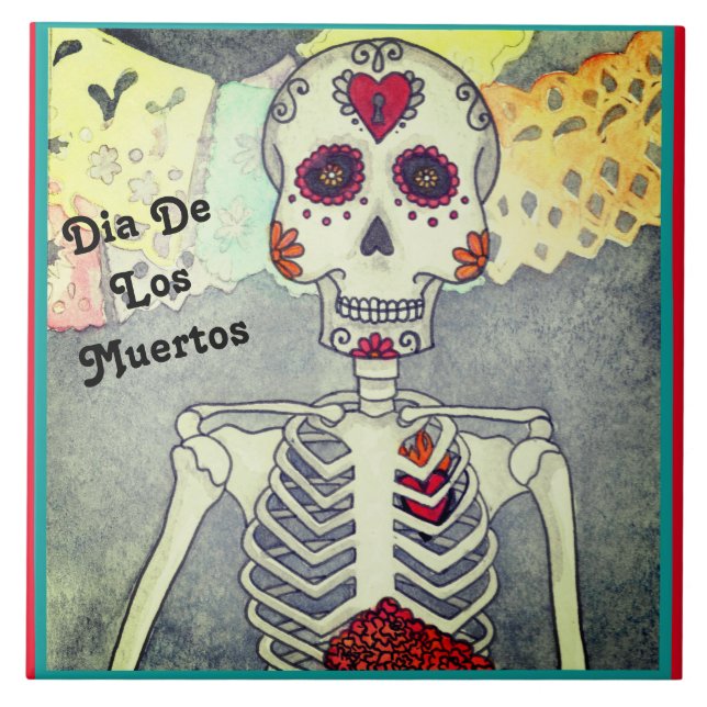 Day of the Dead Skeleton Bride Pretty Tile (Front)