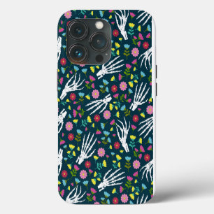 Day of The Dead Skeleton Hands Floral Black iPhone 13 Pro Case