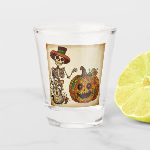 Day of the Dead/skeleton/pumpkin/Halloween  Shot Glass