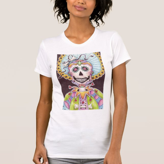 Day of the Dead Skeleton with hearts T-Shirt (Front)