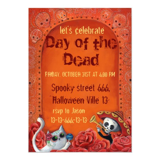 Day of The Dead Skeletons El Mariachi Band Invites