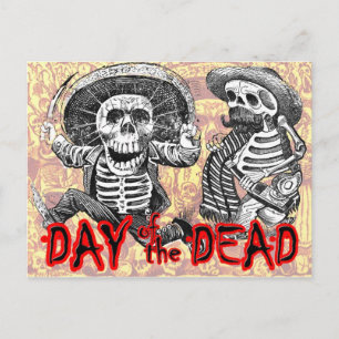 Day of the Dead - Skeletons with machete and booze Postcard