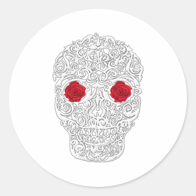 Day of the Dead Skull Classic Round Sticker (Front)