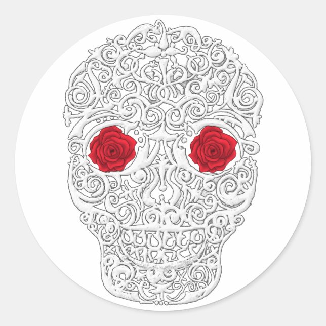 Day of the Dead Skull Classic Round Sticker (Front)