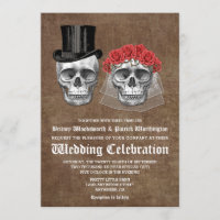 Day of the Dead Skull Couple Wedding Invitations