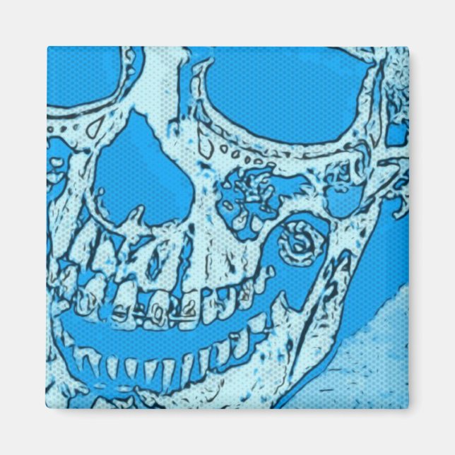 Day of the Dead Skull Designed Bright Bandanna Blu Magnet (Front)