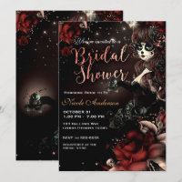Day of the Dead Skull Girl Red Black Bridal Shower