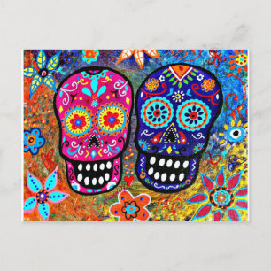 Day of the Dead Skull Heads Postcard