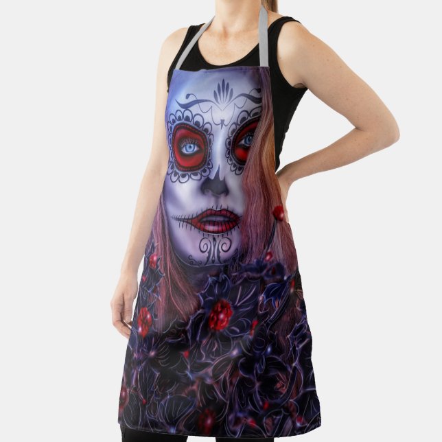 Day of the Dead Skull Lady Apron (Insitu)