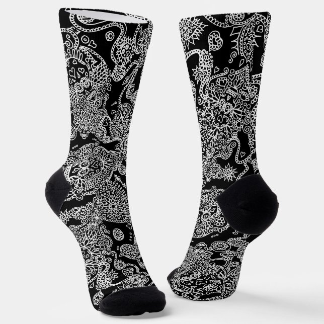 Day Of The Dead Skull Pattern Socks (Angled)