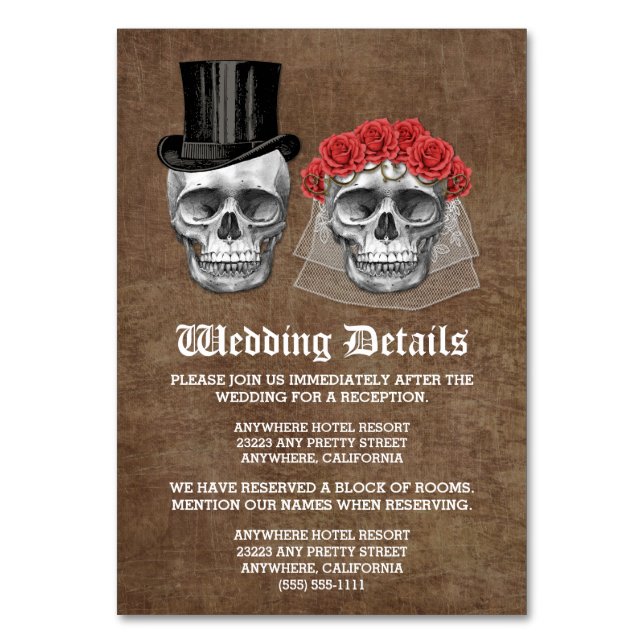 Day of the Dead Skull Wedding Enclosure Cards (Front)